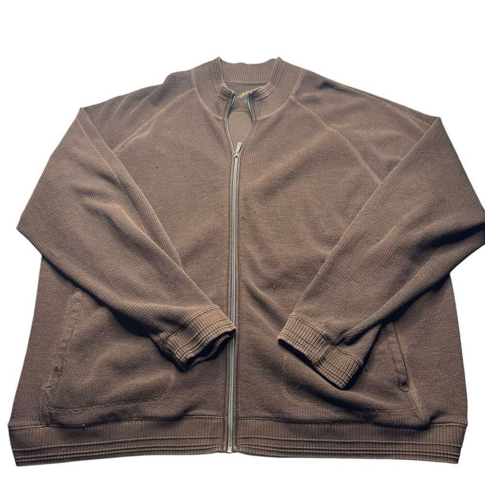 Vintage Tommy Bahama Full Zip Sweater Mens XXL Mock Nexk Brown